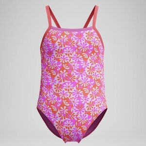 Speedo Girls Print Propel Back One Piece Swimsuit Wavy Daisy Violet, Size 10 NWT